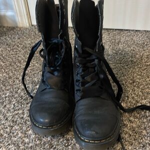 Doc Martens combat boot with ribbon laces